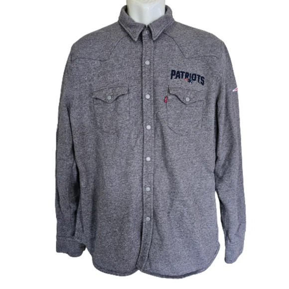 Levi's NFL New England Patriots Western Button-Up Jacket Gray Size Men's Large - Picture 3 of 16